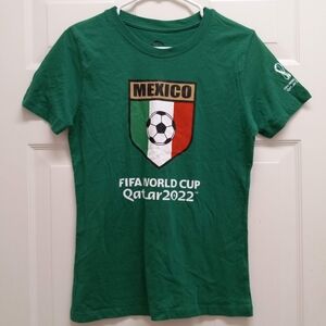 FIFA World Cup Qatar 2022 Mexico Womens Tee Shirt Green Small Soccer Futbol
